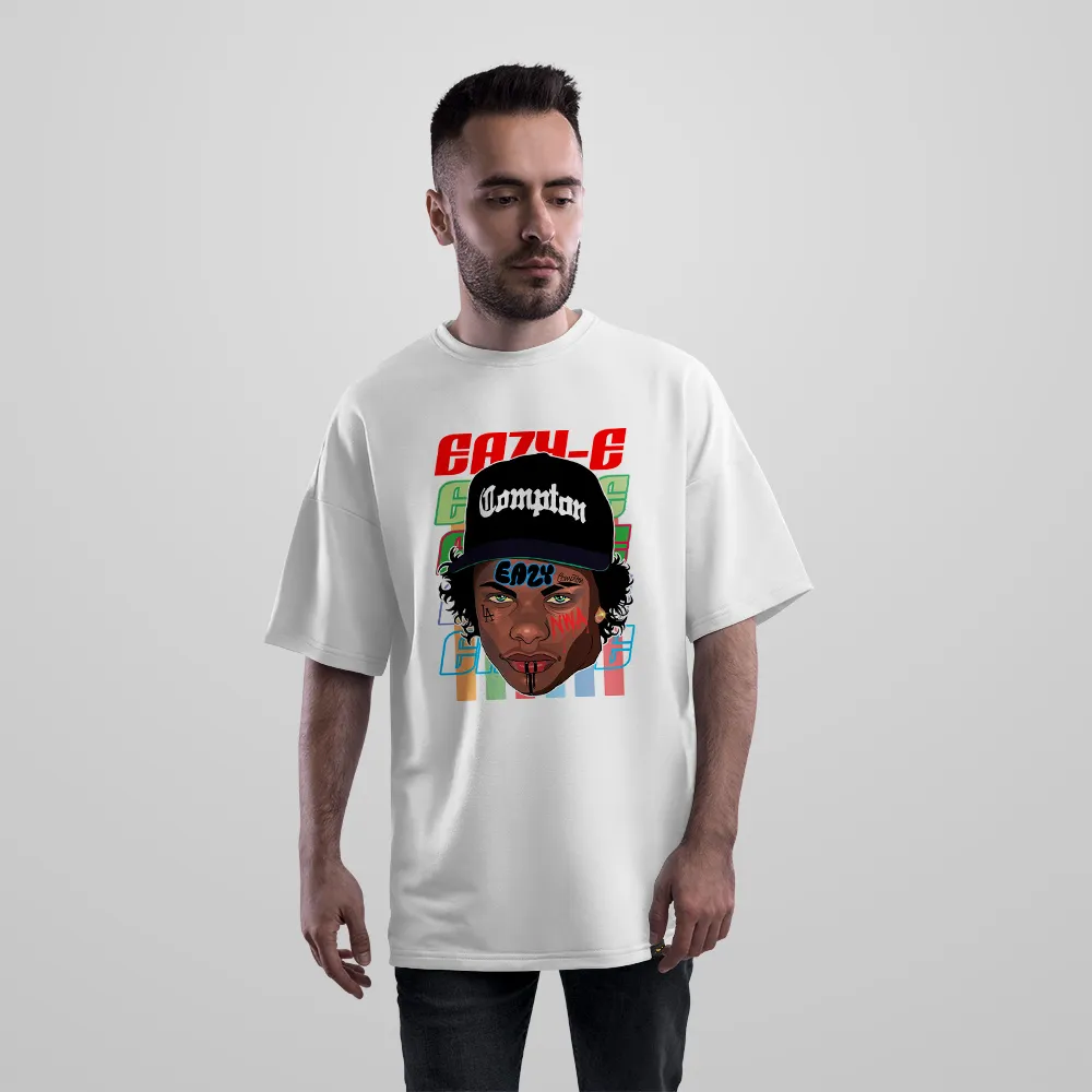 تیشرت اورسایز رپر ایزی ای طرح پرتره هیپ‌هاپ (Eazy-E)
