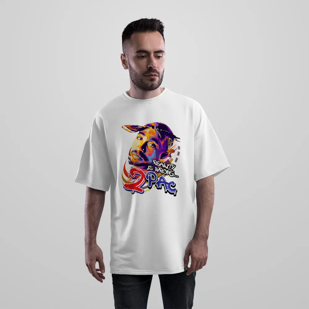 تیشرت اورسایز توپاک شکور طرح پرتره رنگی (2Pac)