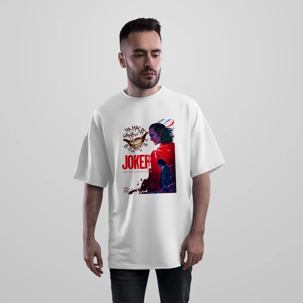 تیشرت اورسایز جوکر طرح خنده دیوانه‌وار دارک (The Joker)