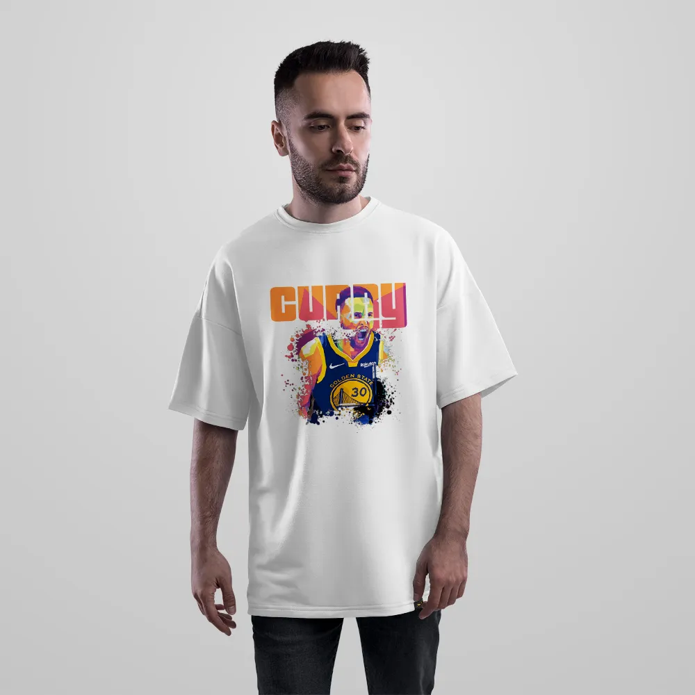 تیشرت اورسایز استفن کری طرح پرتره رنگارنگ (Stephen Curry)