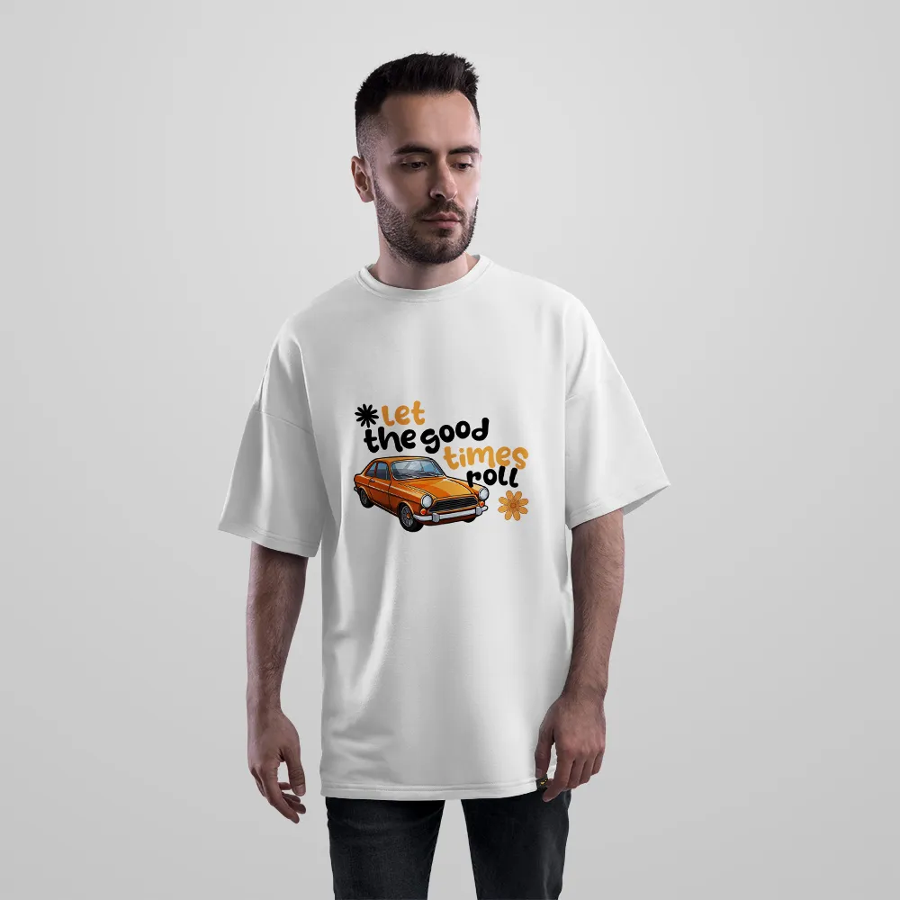 تیشرت اورسایز ماشین کلاسیک نوشته Let the Good Times Roll