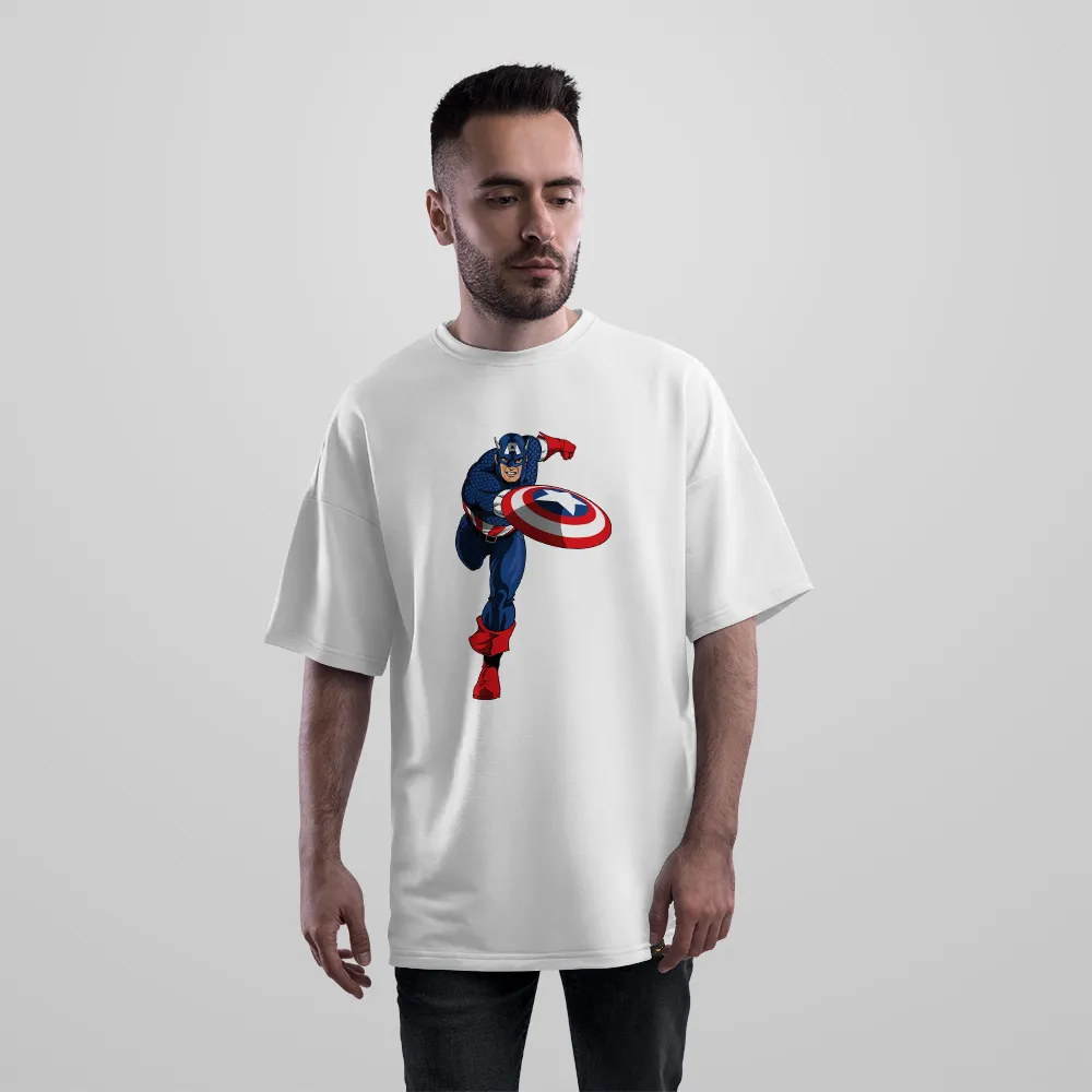 تیشرت اورسایز مارول طرح کاپیتان آمریکا در حال دویدن