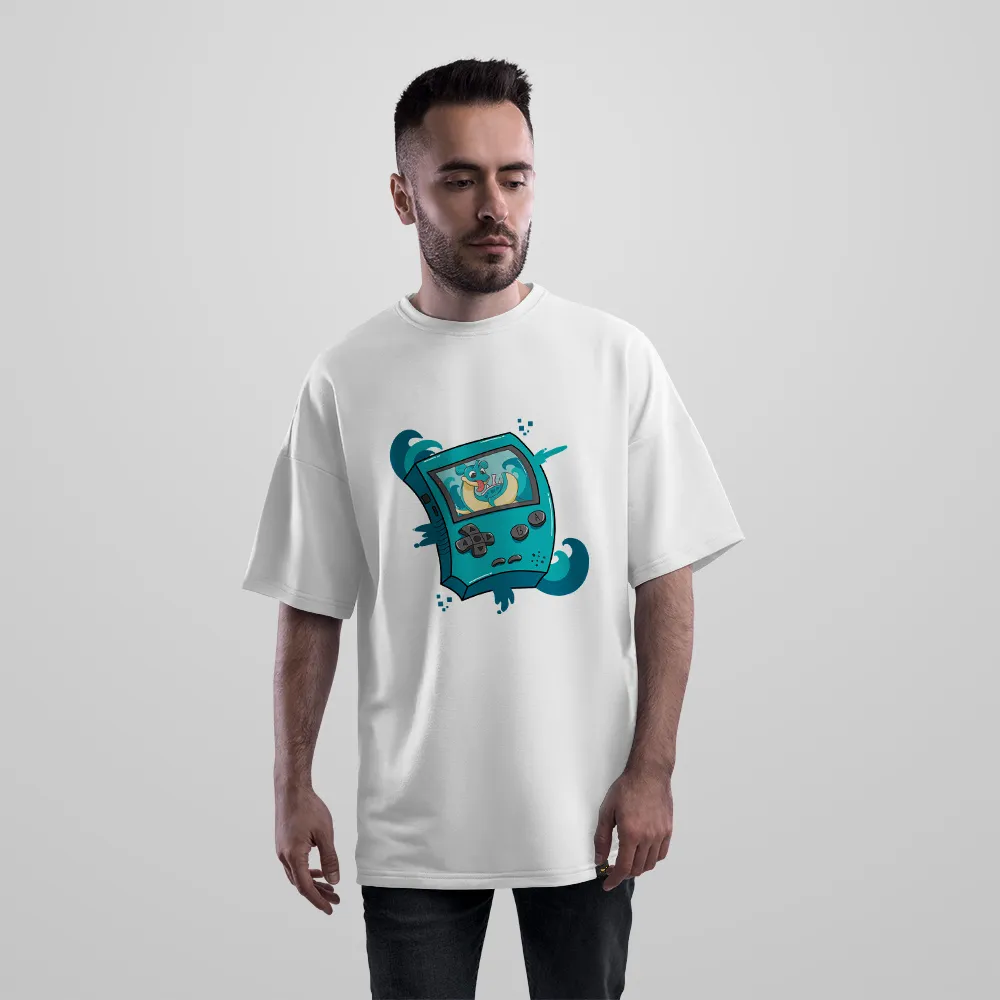 تیشرت اورسایز پوکمون طرح گیم‌بوی اسکوئرتل آبی (Squirtle)