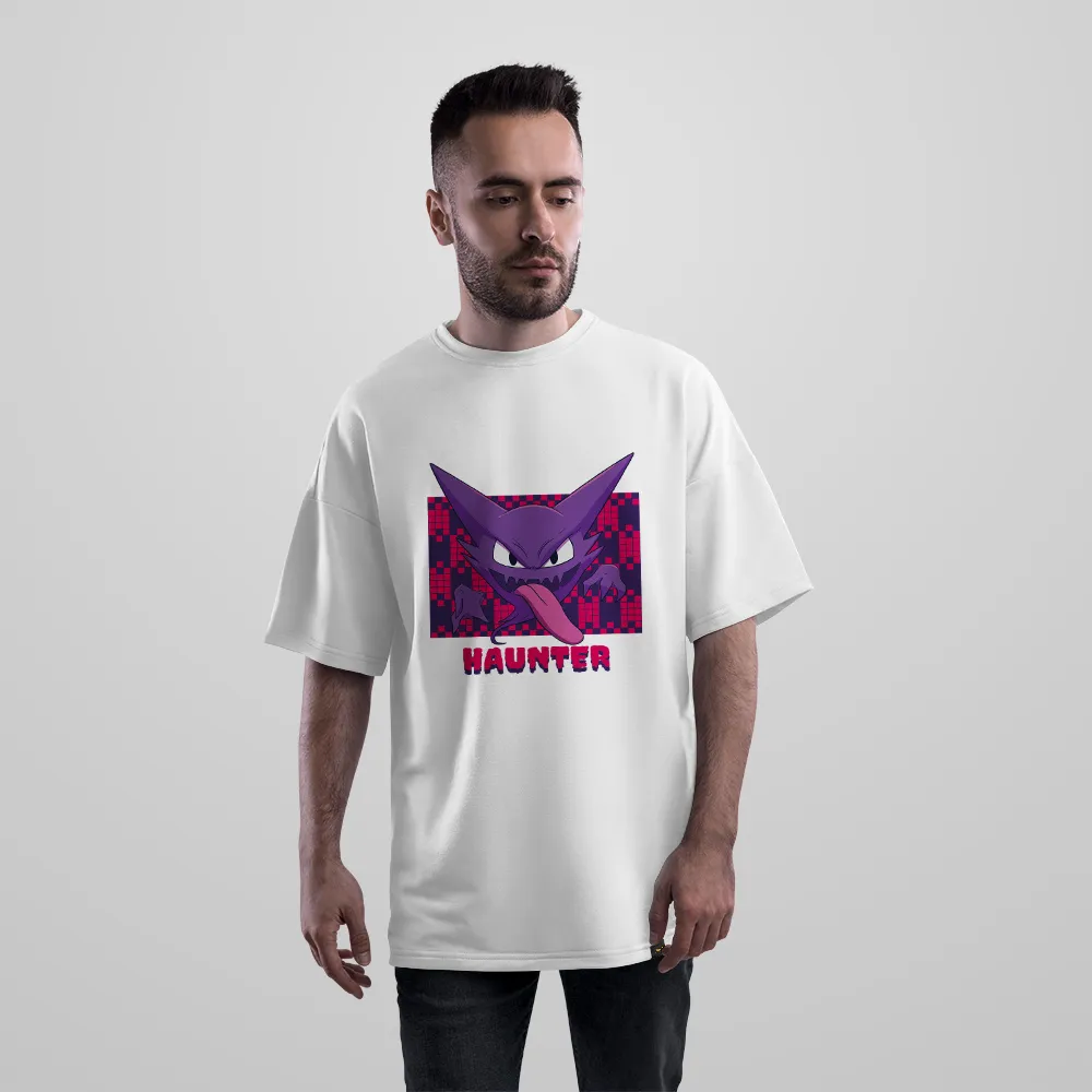 تیشرت اورسایز پوکمون طرح هانتر و گنگار بنفش (Gengar) کد 25645