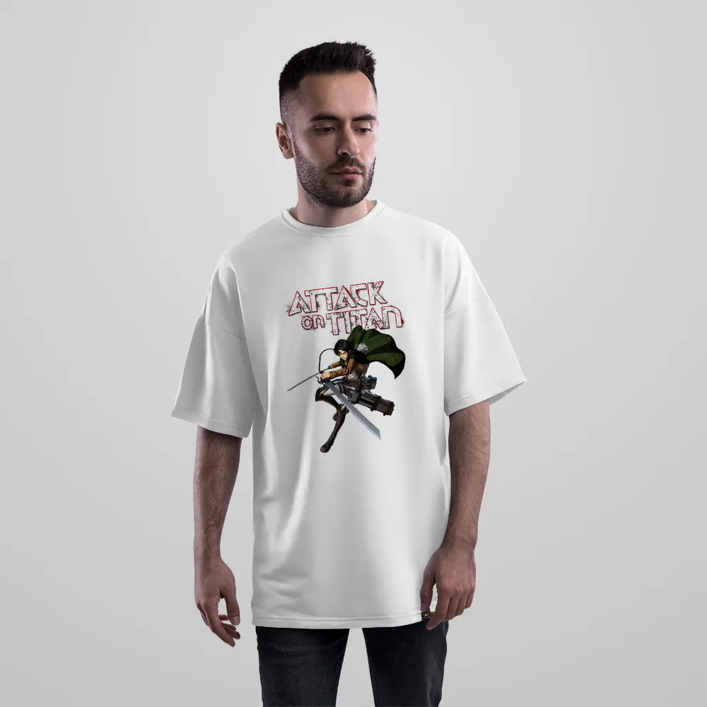 تیشرت اورسایز انیمه اتک آن تایتان طرح میکاسا آکرمن