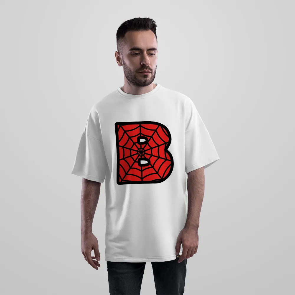 تیشرت اورسایز مرد عنکبوتی طرح حرف B (Spider-Man Letter B)
