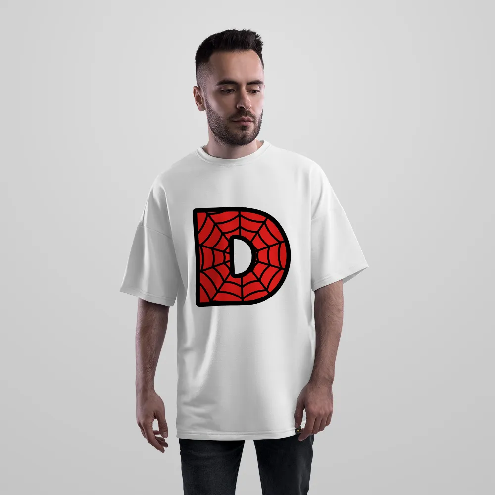 تیشرت اورسایز مرد عنکبوتی طرح حرف D (Spider-Man Letter D)