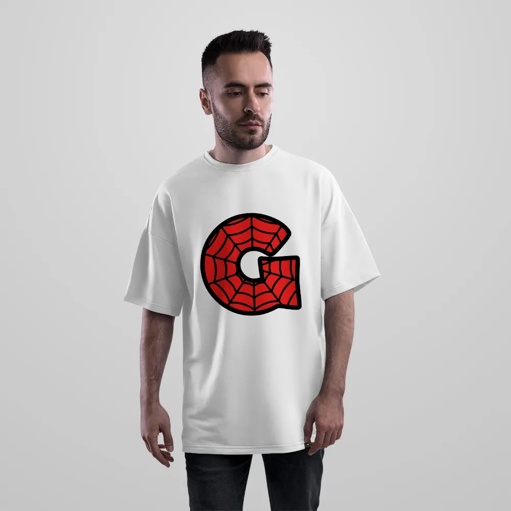 تیشرت اورسایز مرد عنکبوتی طرح حرف G (Spider-Man Letter G) کد 26019