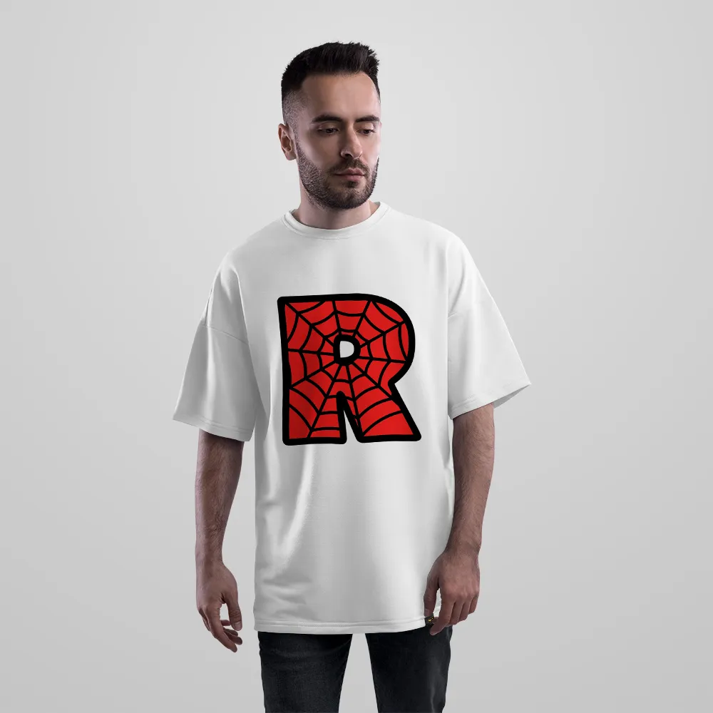 تیشرت اورسایز مرد عنکبوتی طرح حرف R (Spider-Man Letter R)