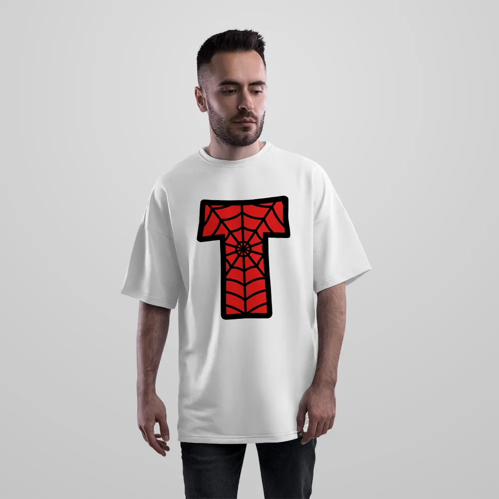 تیشرت اورسایز مرد عنکبوتی طرح حرف T (Spider-Man Letter T)