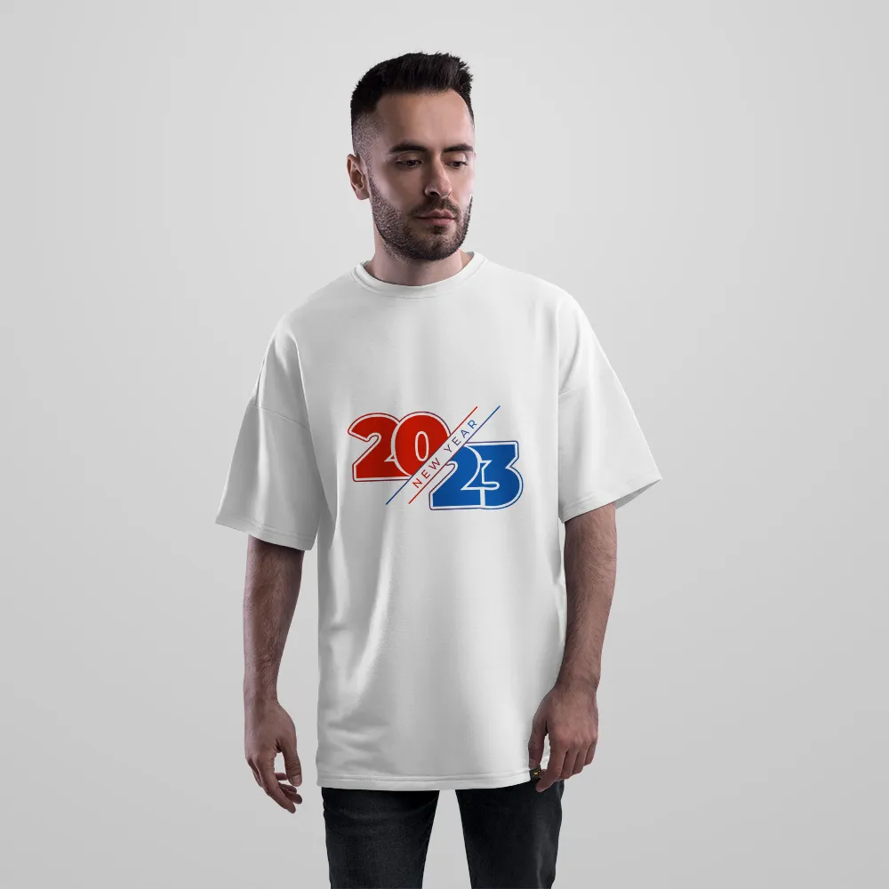 تیشرت اورسایز تایپوگرافی طرح سال نو 2023