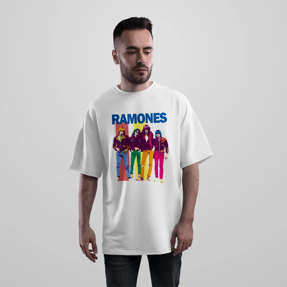 تیشرت اورسایز گروه رامونز طرح پرتره (Ramones)