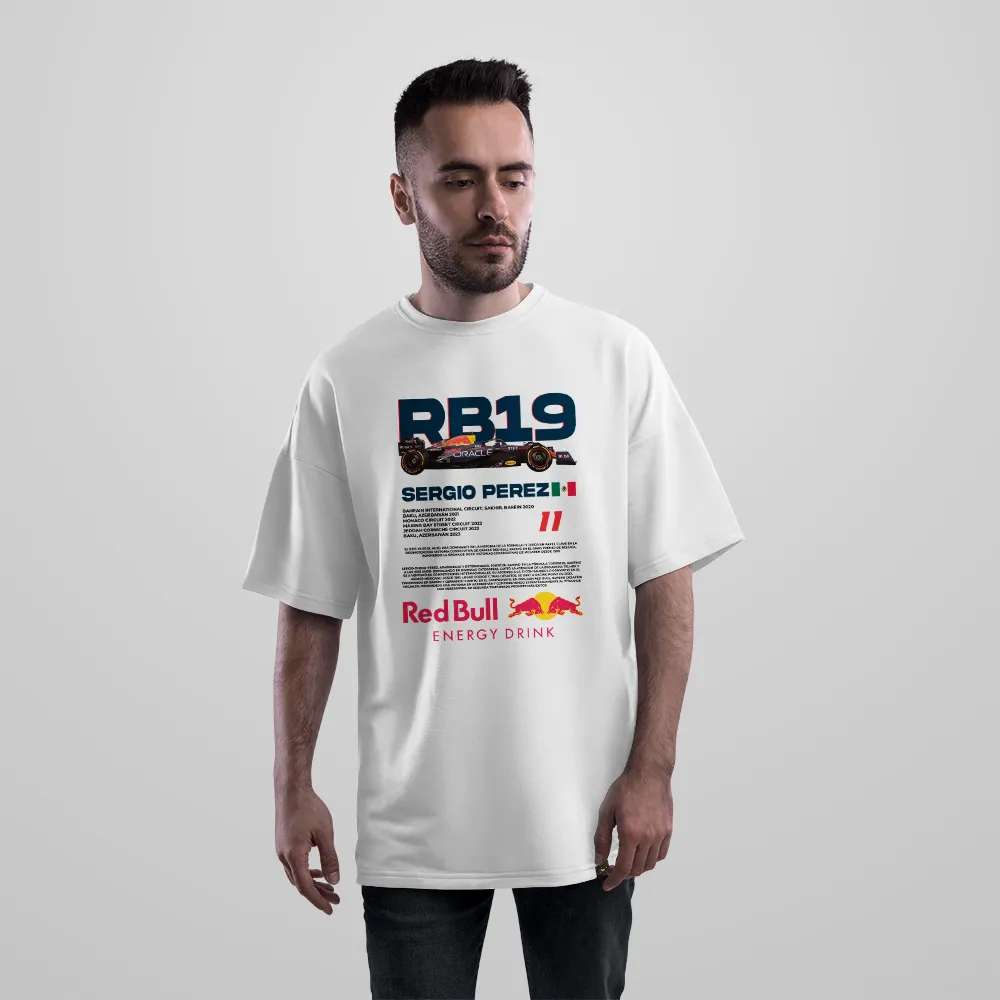 تیشرت اورسایز رد بول طرح سرجیو پرز آر‌بی۱۹ (Red Bull RB19 Sergio Perez) کد 26407
