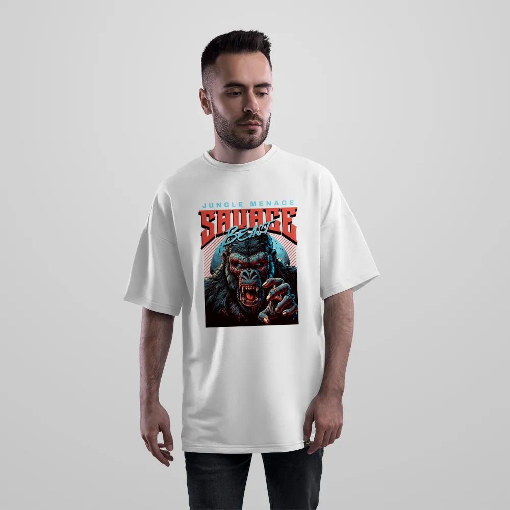تیشرت اورسایز گوریل طرح Savage Beast