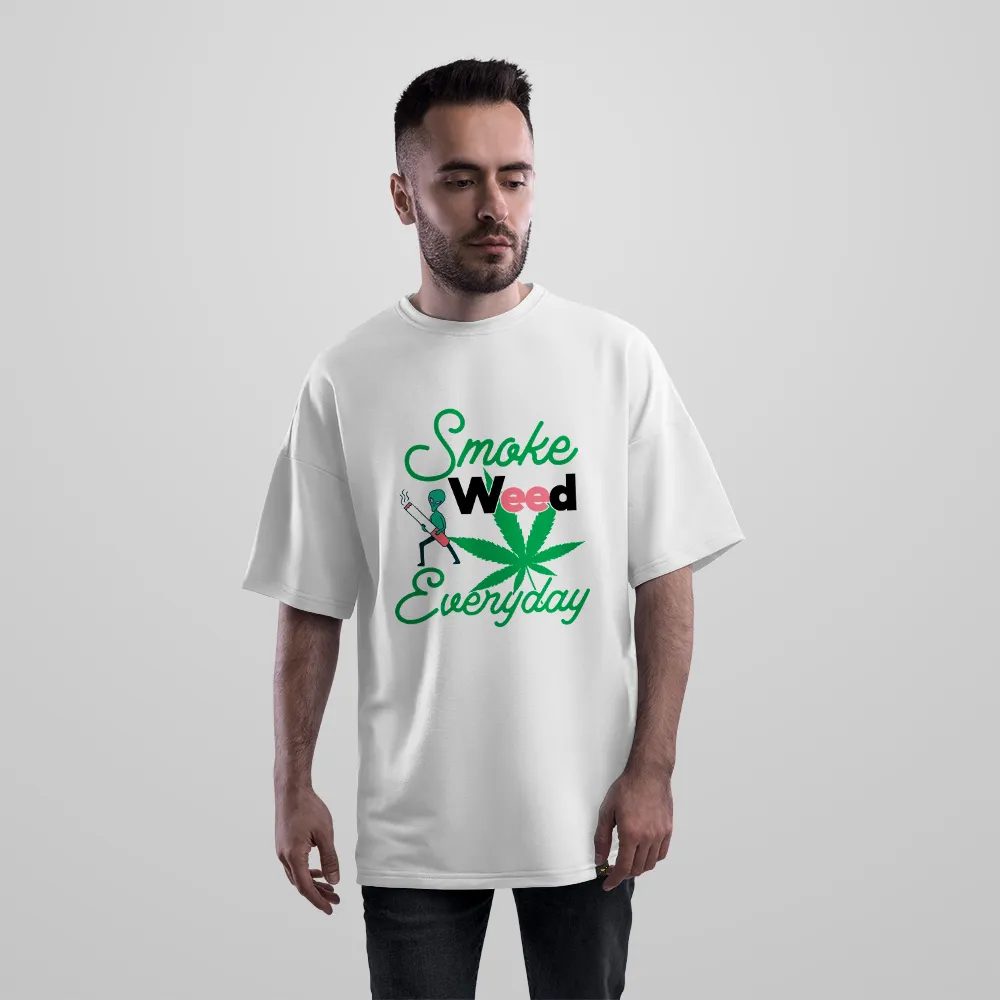 تیشرت اورسایز برگ شاهدانه طرح Smoke Weed Everyday