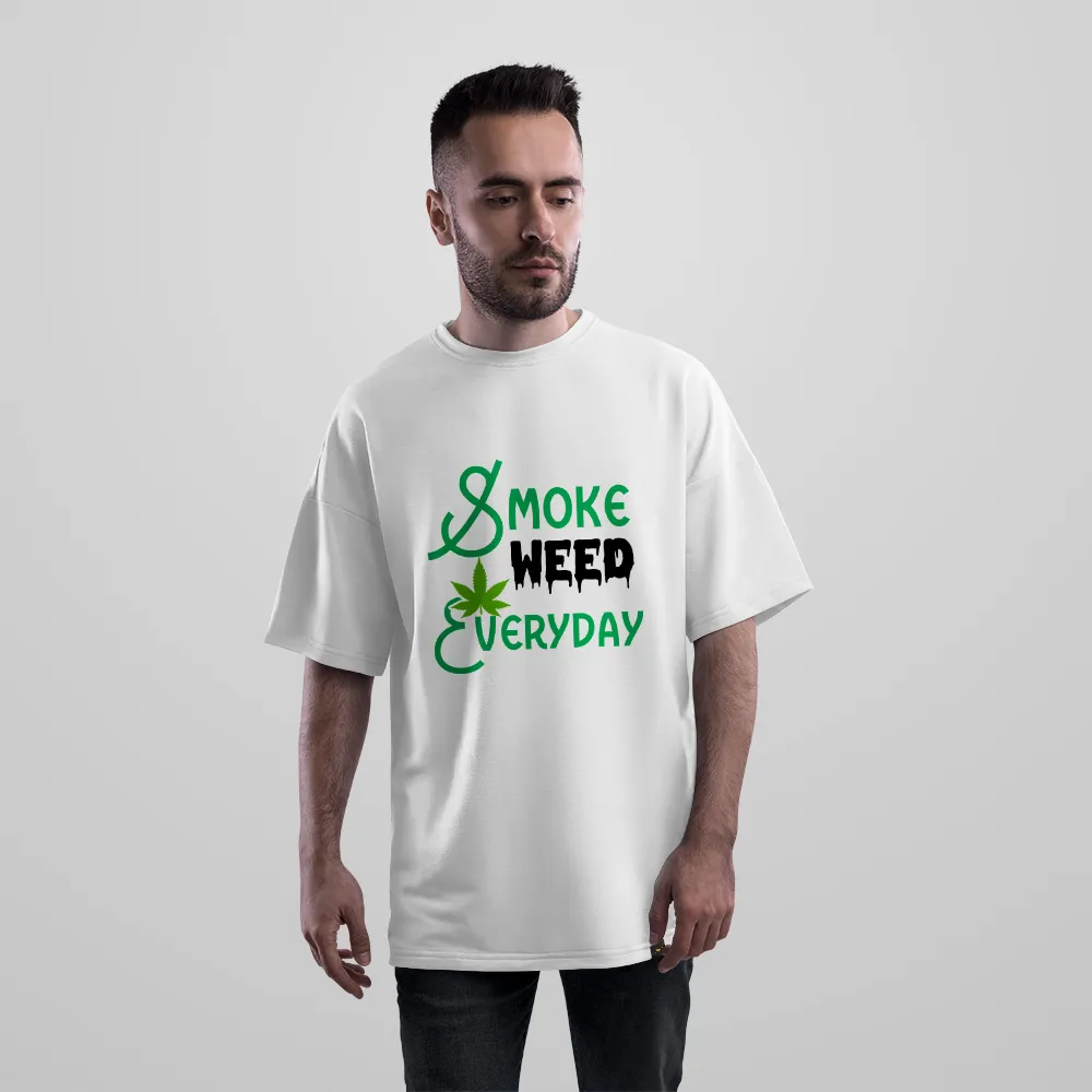 تیشرت اورسایز برگ شاهدانه طرح Smoke Weed سبز