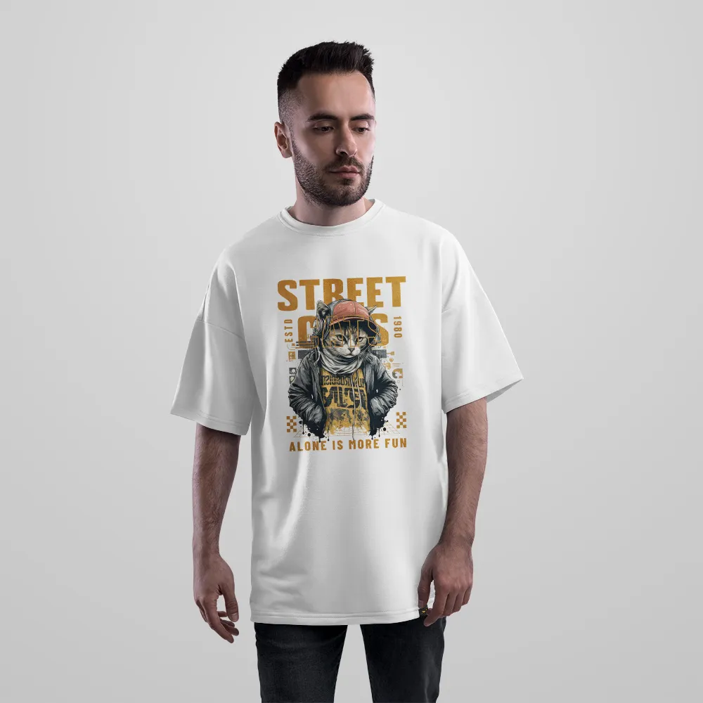تیشرت اورسایز گربه طرح استریت کتس (Street Cats)