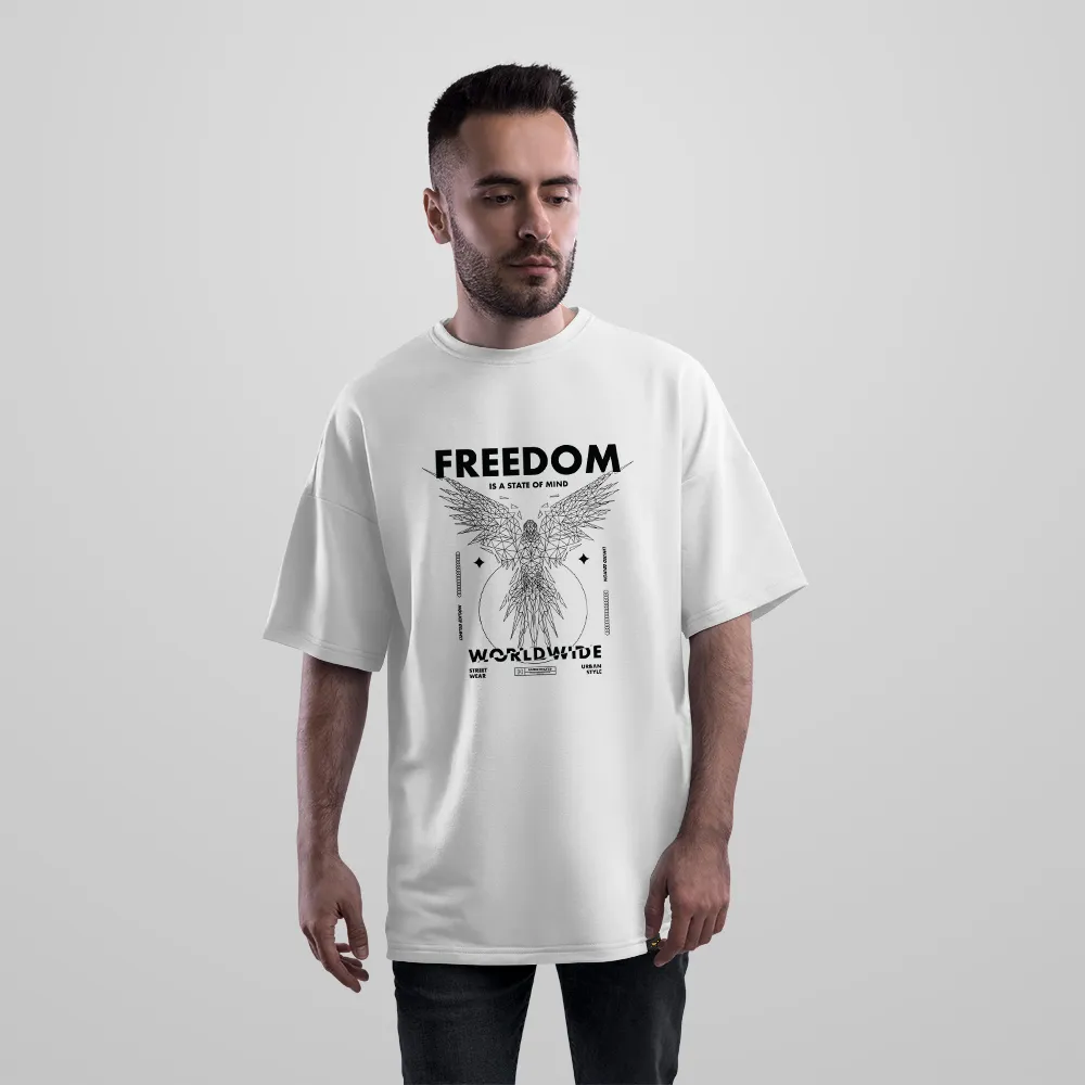 تیشرت اورسایز طرح گوزن Freedom Is a State of Mind