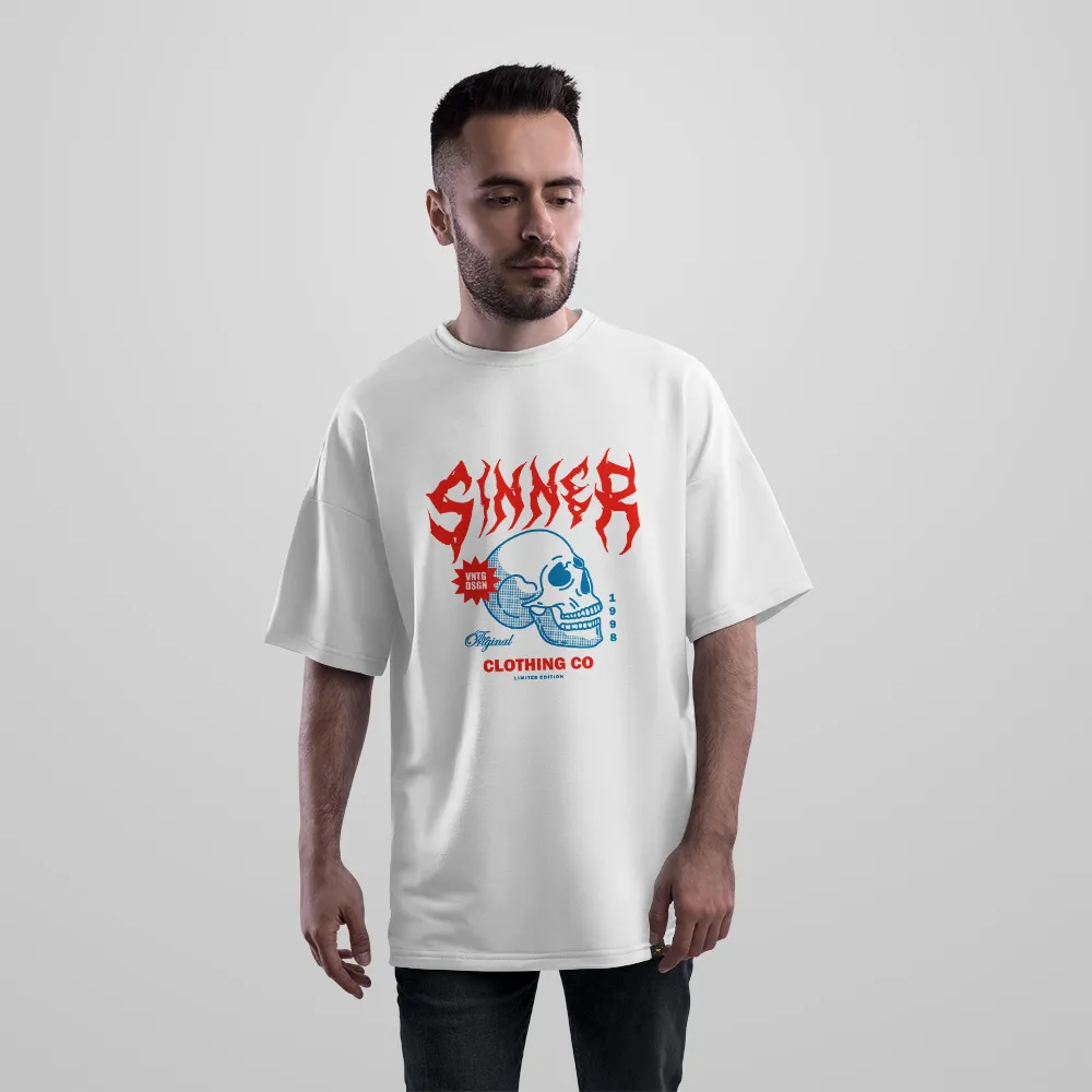 تیشرت اورسایز طرح جمجمه آبی Sinner
