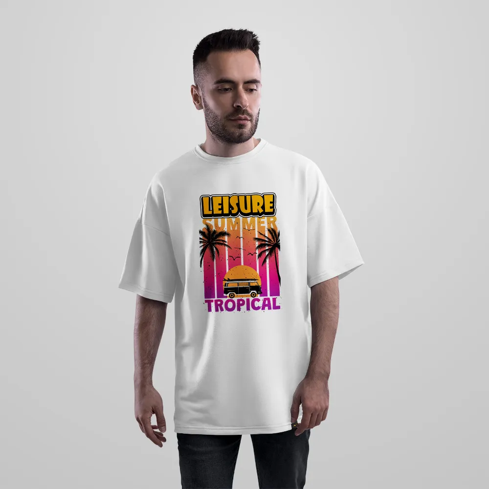 تیشرت اورسایز طرح ون Leisure Summer Tropical