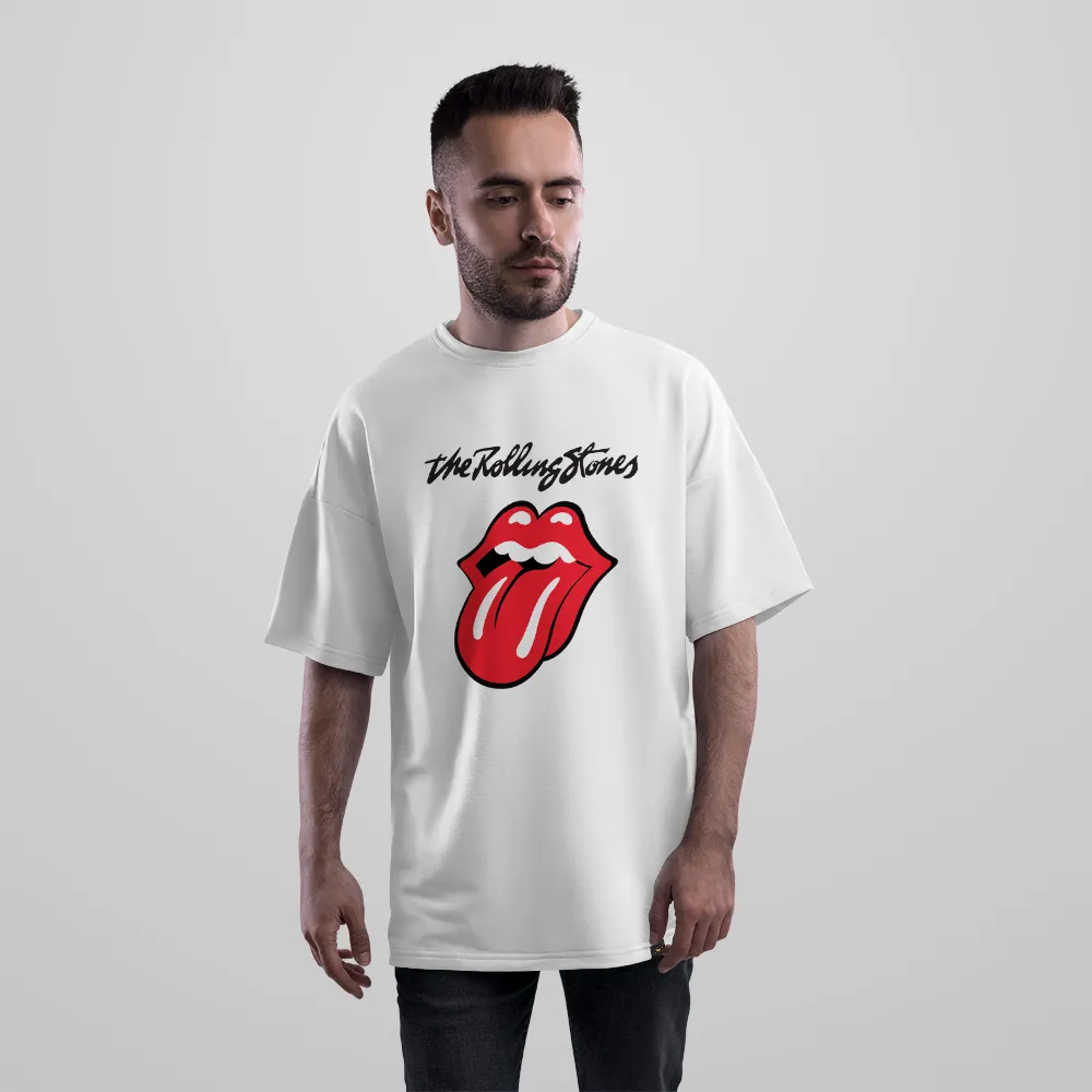 تیشرت اورسایز طرح لوگوی مشکی Rolling Stones