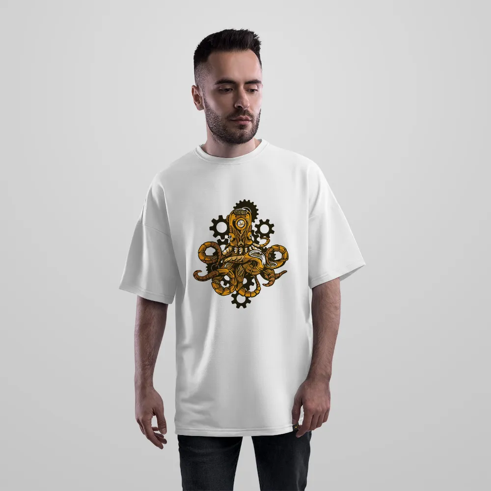 تیشرت اورسایز طرح اختاپوس استیم‌پانک