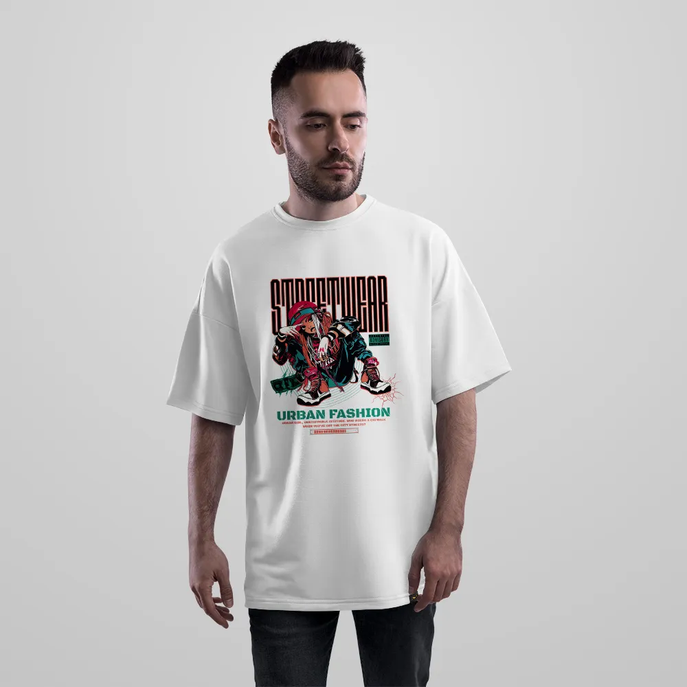 تیشرت اورسایز طرح دختر خیابانی اوربان فشن