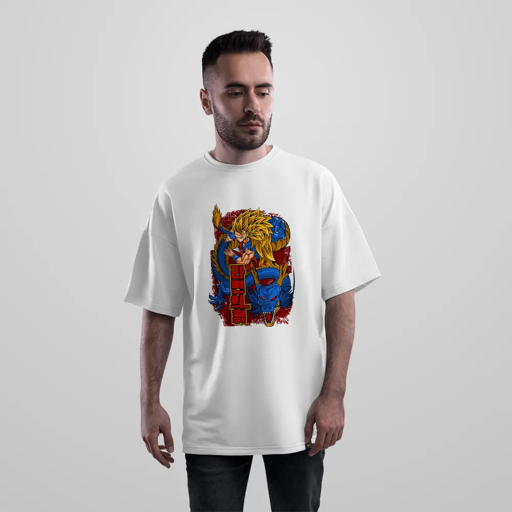 تیشرت اورسایز انیمه دراگون بال طرح گوکو سوپر سایان (Goku)