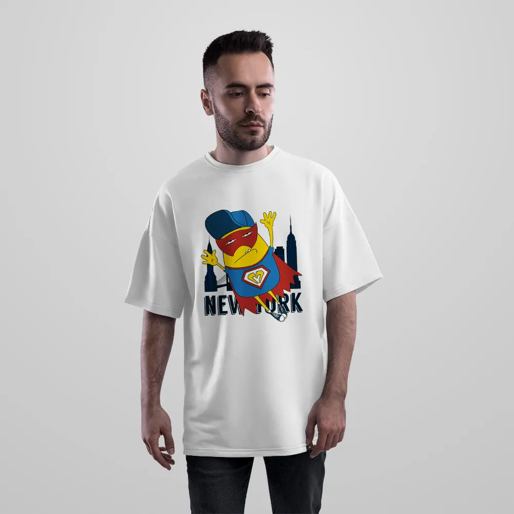 تیشرت اورسایز ابرقهرمان کارتونی طرح نیویورک