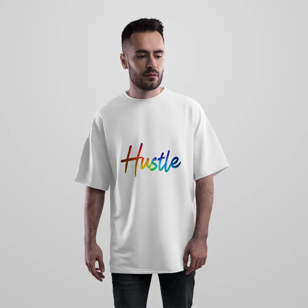 تیشرت اورسایز نوشته Hustle رنگی