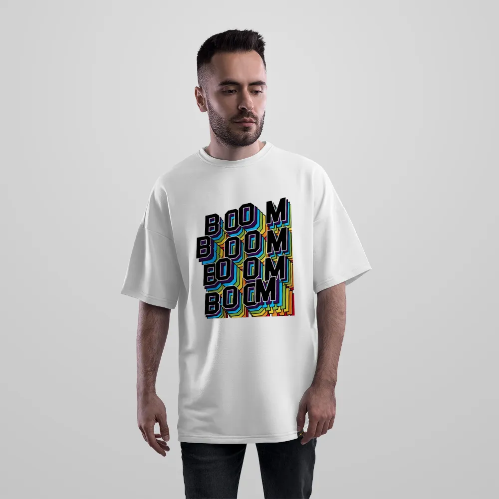 تیشرت اورسایز تایپوگرافی رنگی Boom Boom Boom