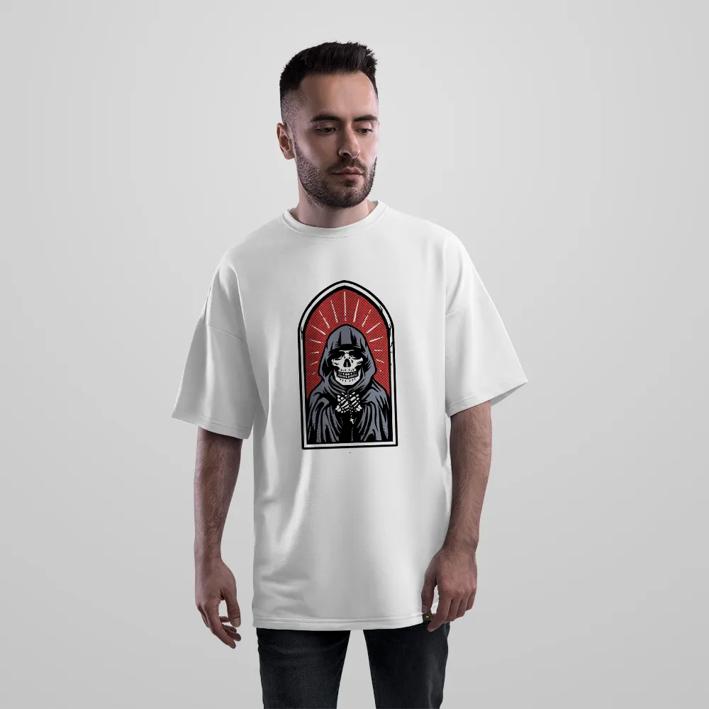 تیشرت اورسایز اسکلت شنل‌پوش طرح Grim Reaper