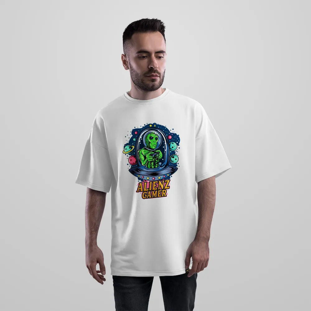 تیشرت اورسایز گیمر فضایی طرح Alienz Gamer