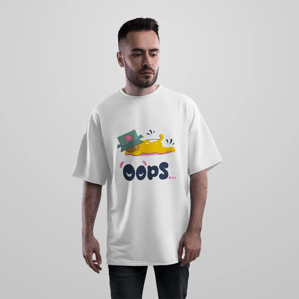 تیشرت اورسایز گربه کارتونی طرح Oops