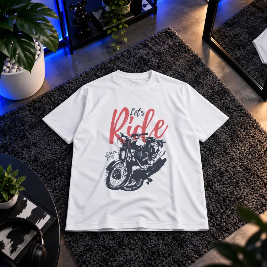تیشرت موتورسواری طرح Let’s Ride وینتیج