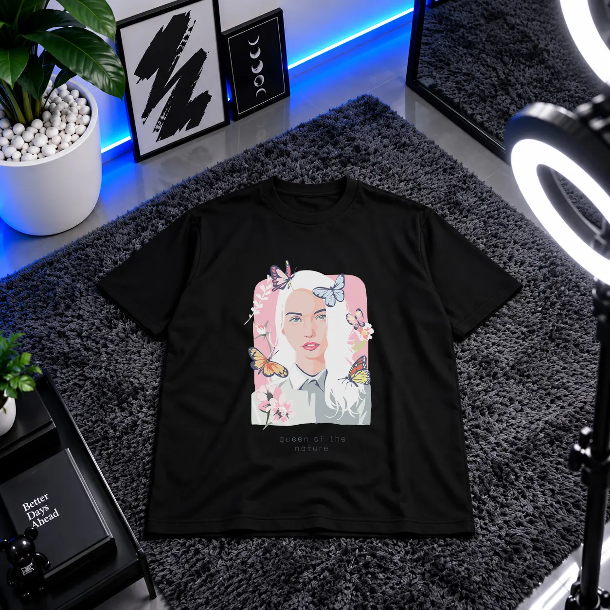 تیشرت دخترانه طرح Queen Of The Nature کد 10089