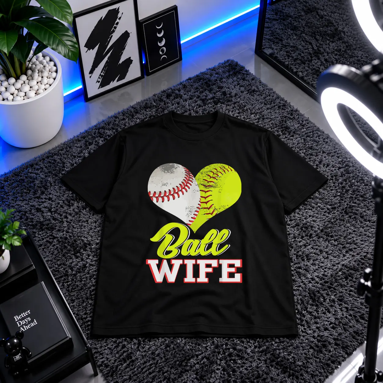 تیشرت بیسبال طرح Ball Wife کد 10135