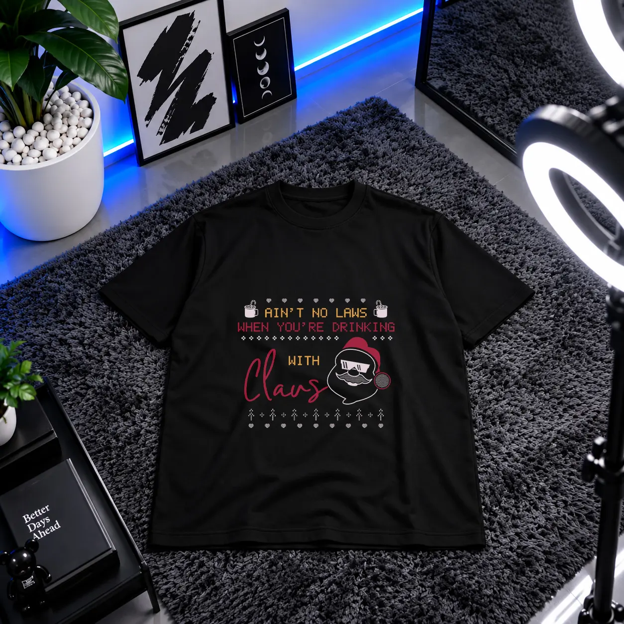 تیشرت کریسمس طرح Drinking With Claus کد 10278