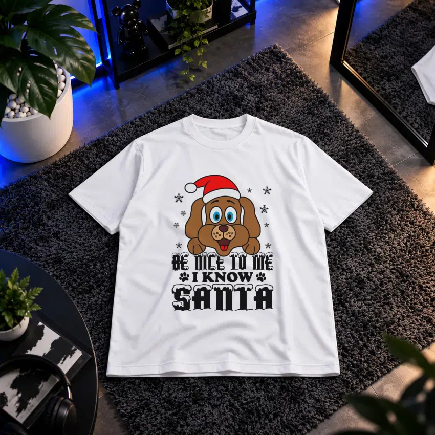تیشرت سگ طرح Be Nice to Me I Know Santa
