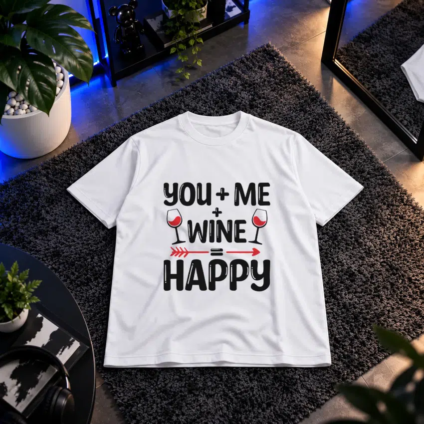 تیشرت تایپوگرافی You Me Wine Happy
