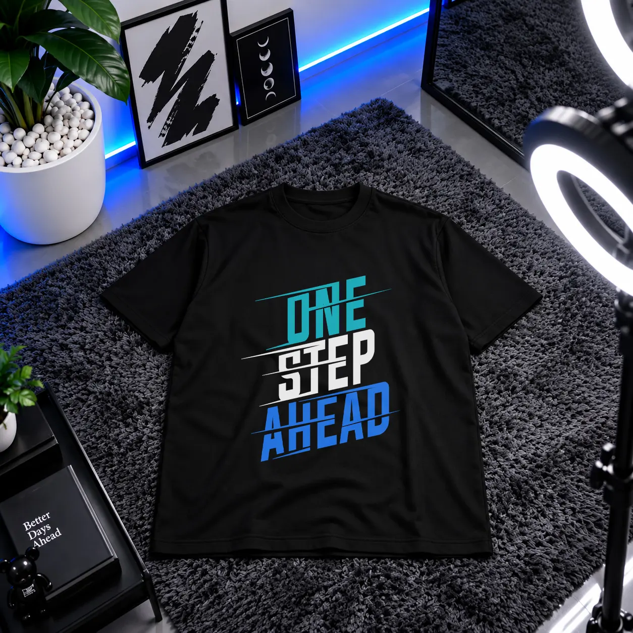 تیشرت انگیزشی طرح One Step Ahead کد 10573