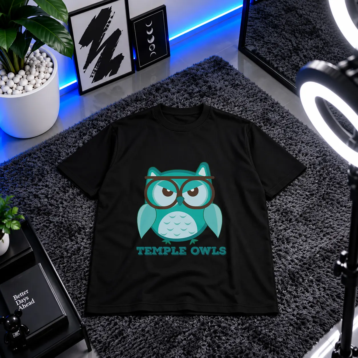 تیشرت جغد عینکی طرح Temple Owls کد 10602