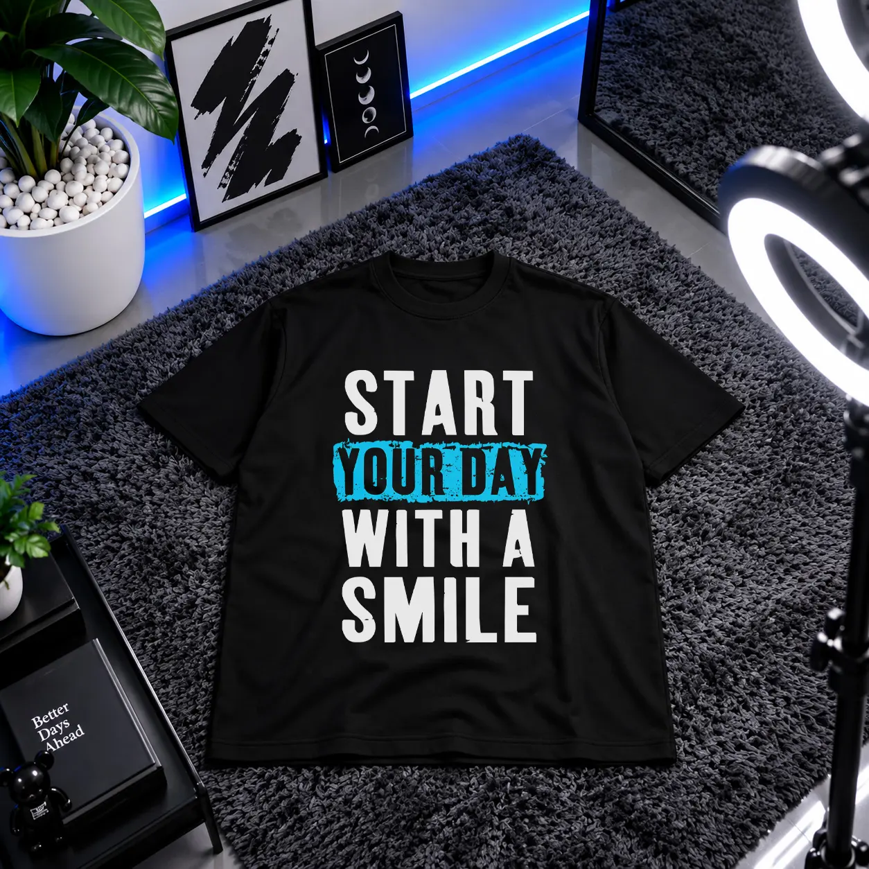 تیشرت تایپوگرافی Start Your Day With a Smile کد 10684