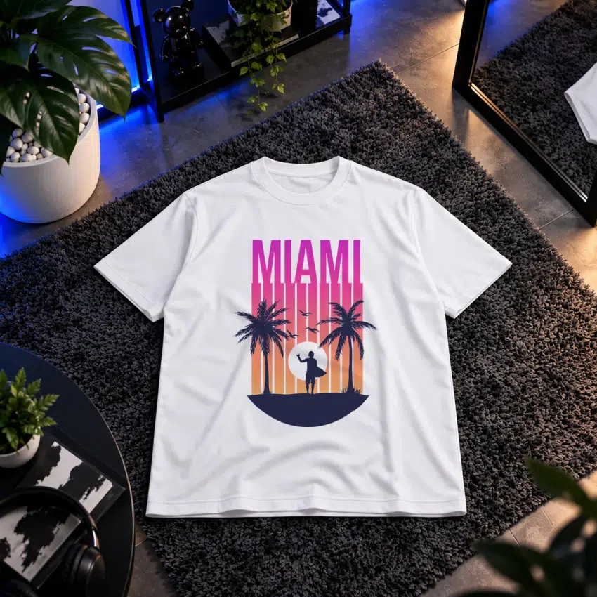 تیشرت ساحلی میامی طرح Miami Sunset