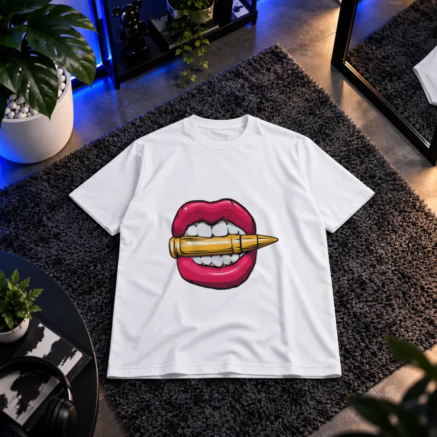 تیشرت لب و فشنگ طرح گرافیکی