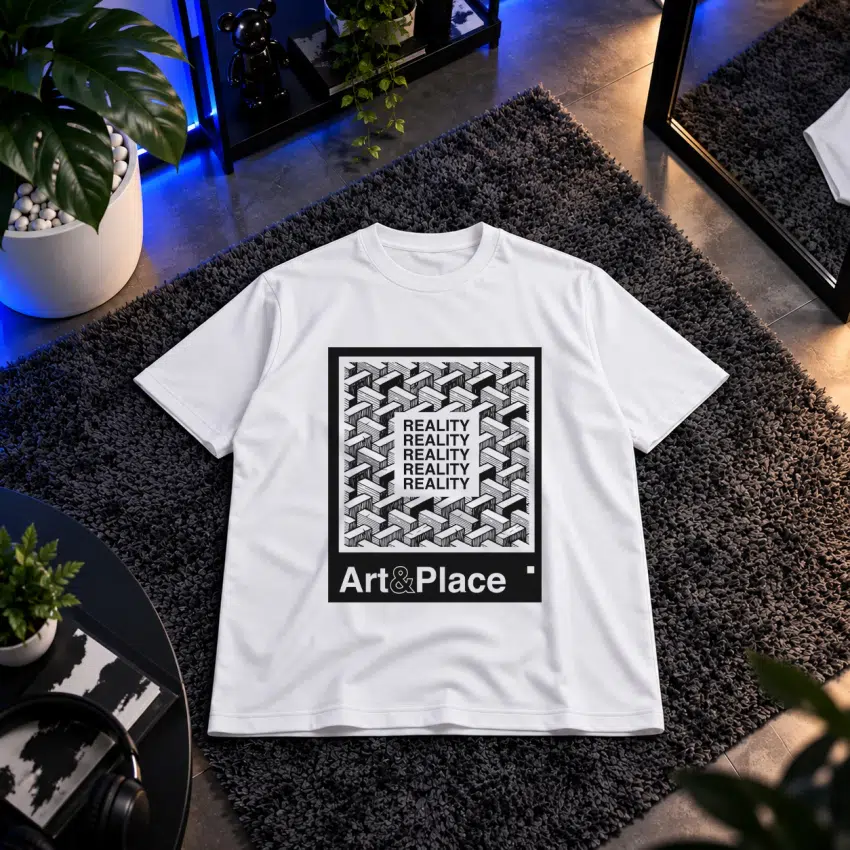 تیشرت توهم بصری طرح تکرار کلمه Reality