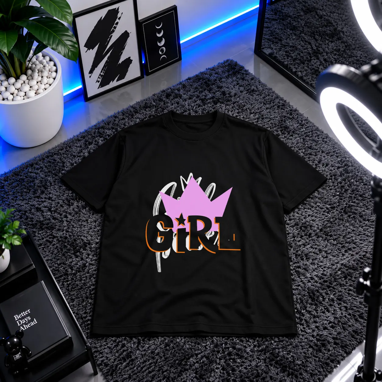 تیشرت طرح Girl با تاج کد 11029