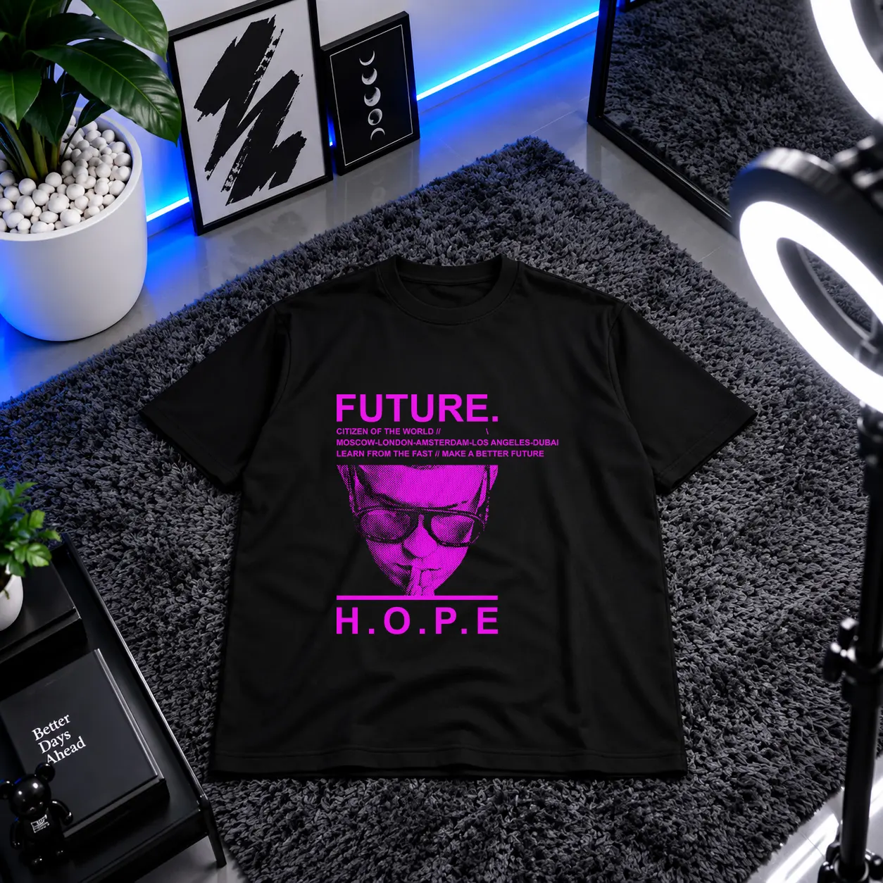 تیشرت خیابانی طرح Future H.O.P.E کد 1106