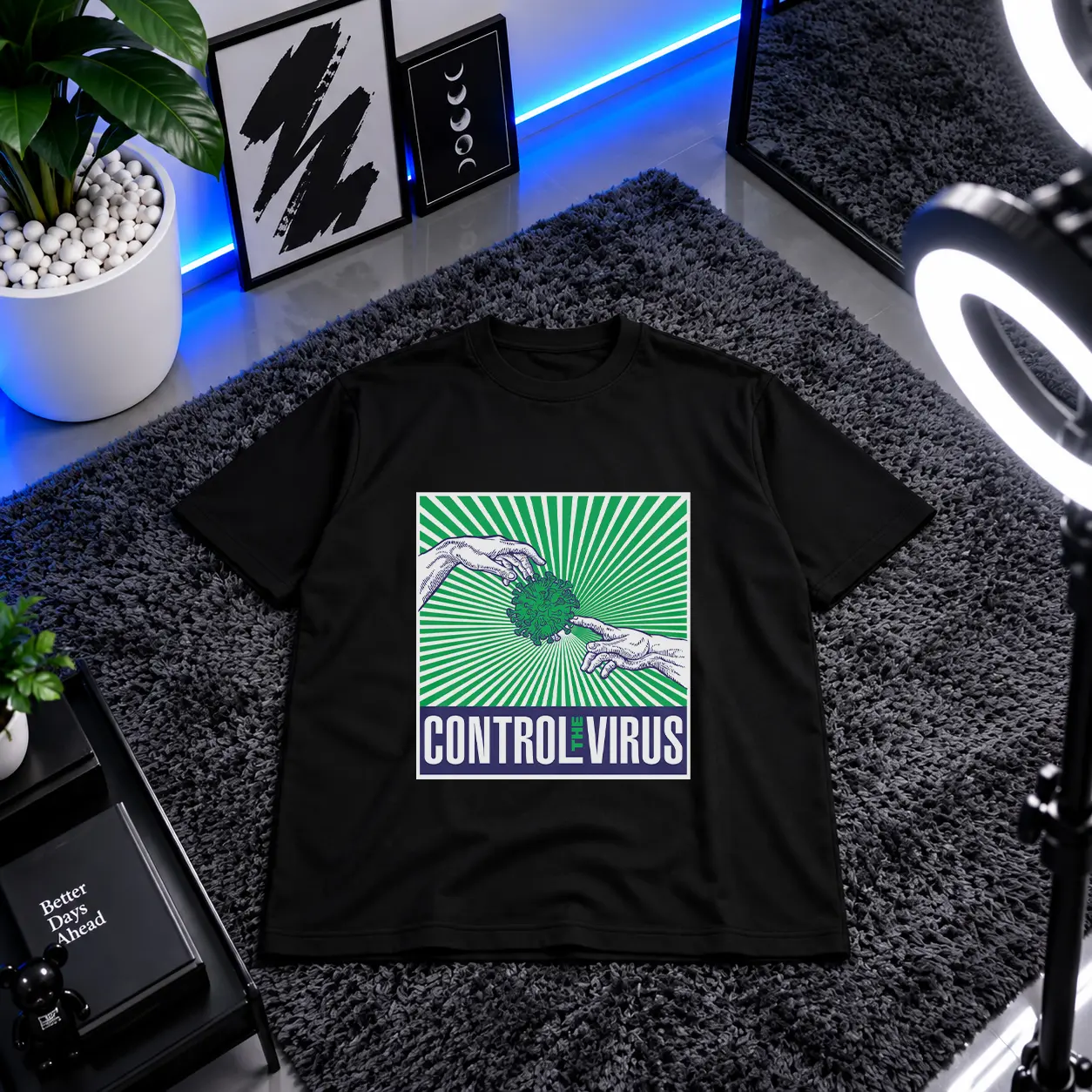 تیشرت مفهومی طرح Control The Virus کد 1108