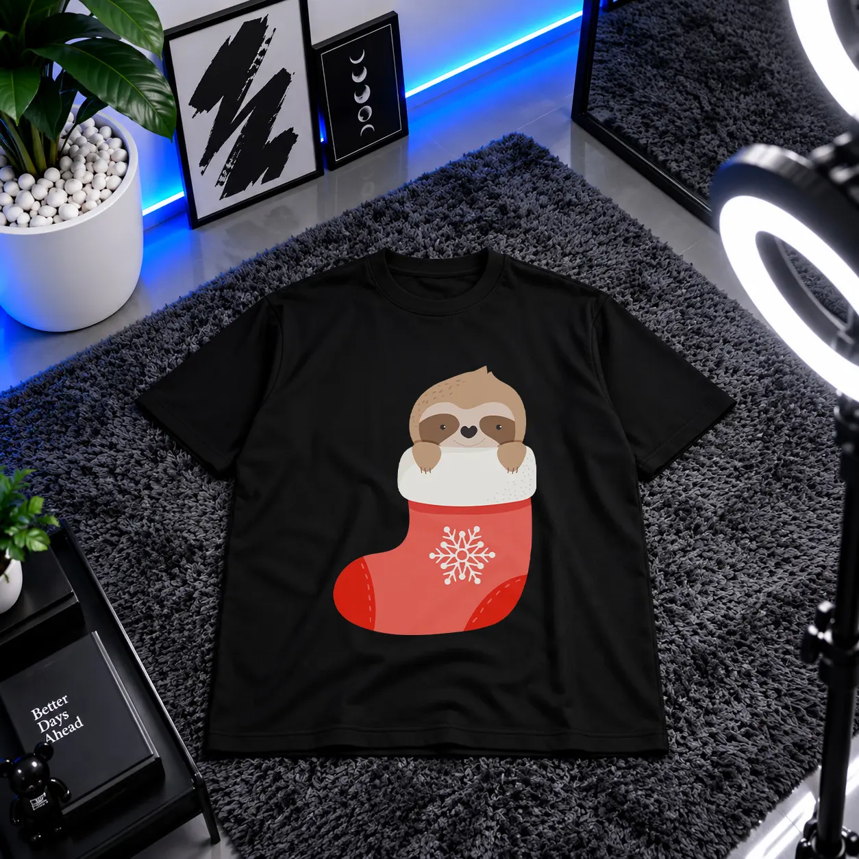 تیشرت کریسمس طرح تنبل در جوراب کد 11190